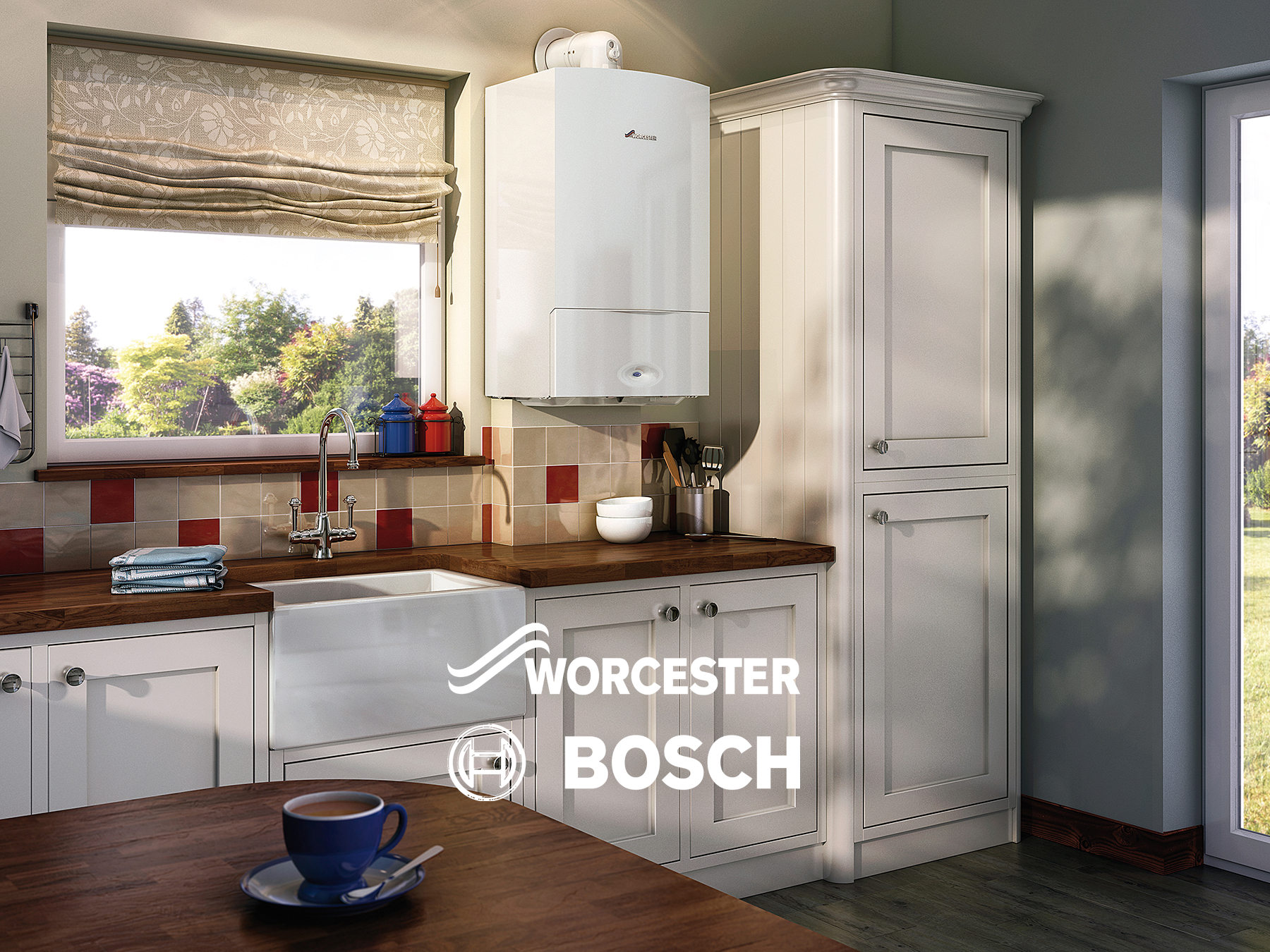 bosch logo with kitchen and boiler in the back ground